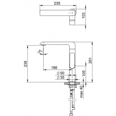 Plautuvės maišytuvas Flat 261 mm 2