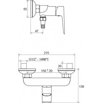 Sieninis dušo maišytuvas Classic 150 mm 1