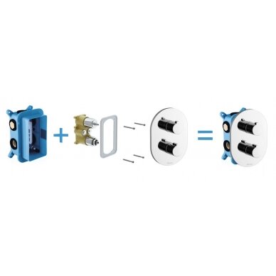 Termostatinis maišytuvas paslėptojo montavimo Chrome – trijų režimų R-box Multi 2