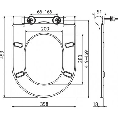 Unitazo dangtis – sėdynė Uni Chrome Slim 8